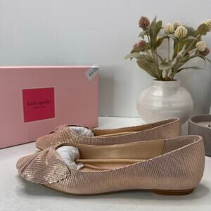 Kate Spade New York Nance Suede Flat Bow Detail Pointed-Toe Blush Women 8.5M